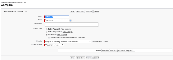 Salesforce Dynamically Compare Button